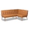 Baxton Studio Arvid Mid-Century Tan Faux Leather and Walnut Brown Finished 2-PC Wood Dining Nook Banquette Set 175-10837-Zoro - alternate 8